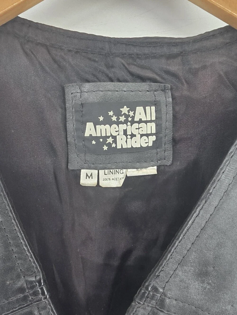 All American Rider Mens Black Leather Motorcycle Vest  Medium Harley Motorcycle